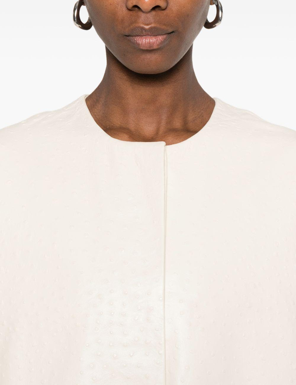 Cappotto monopetto senza colletto in bianco LouLou de Saison - donna 