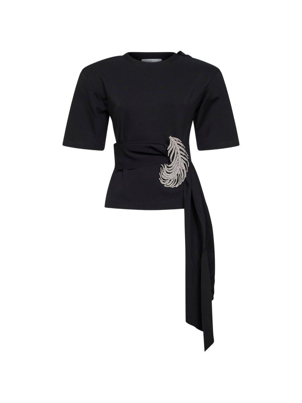 T-shirt con dettaglio di piume in nero Giuseppe di morabito - uomo 