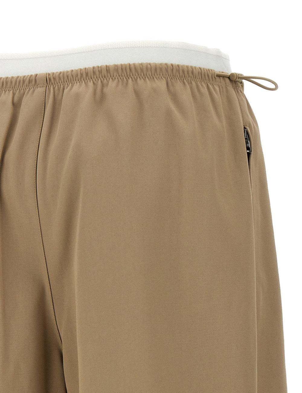Pantaloni con cintura a doppio strato e logo in marrone Alexander wang - donna 