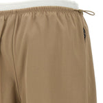 Pantaloni con cintura a doppio strato e logo in marrone Alexander wang - donna 