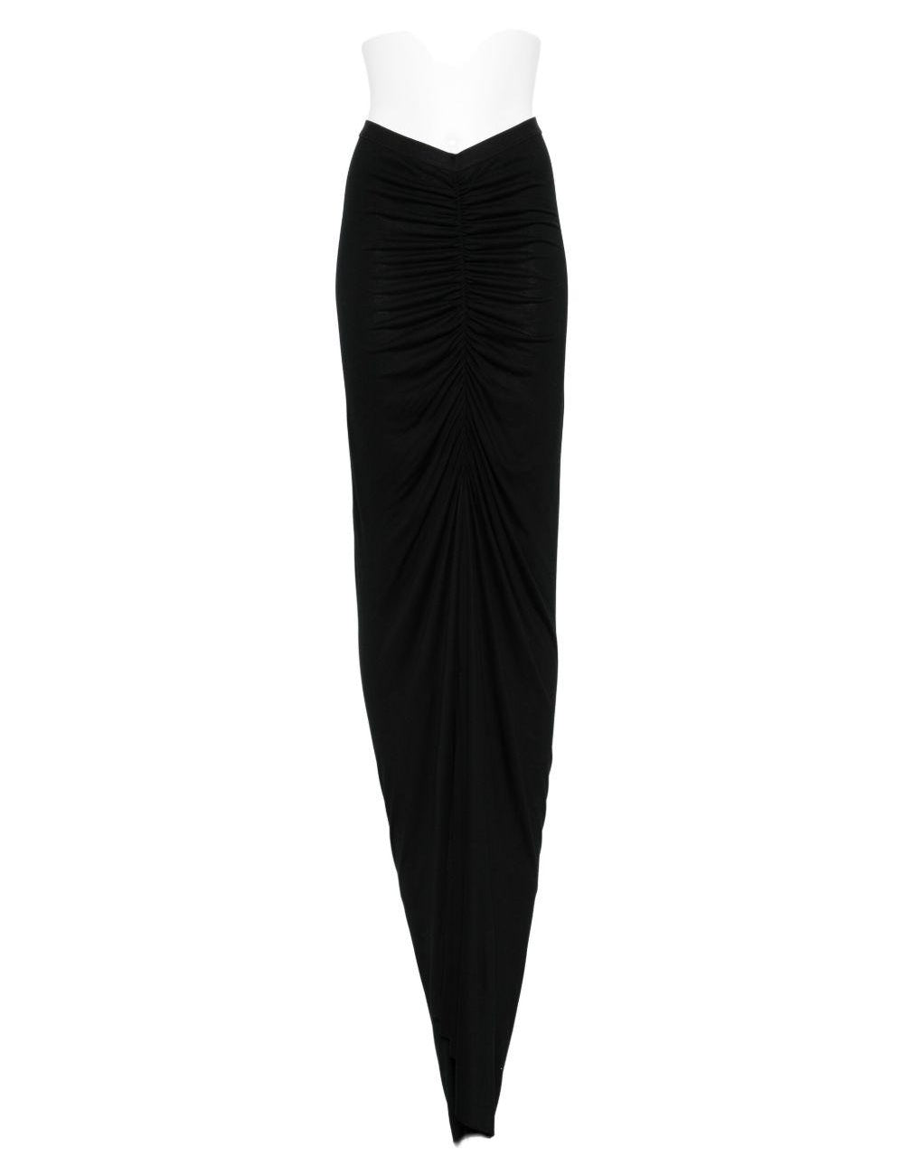 Gonna midi con ruches in nero Rick Owens Lilies -  donna 