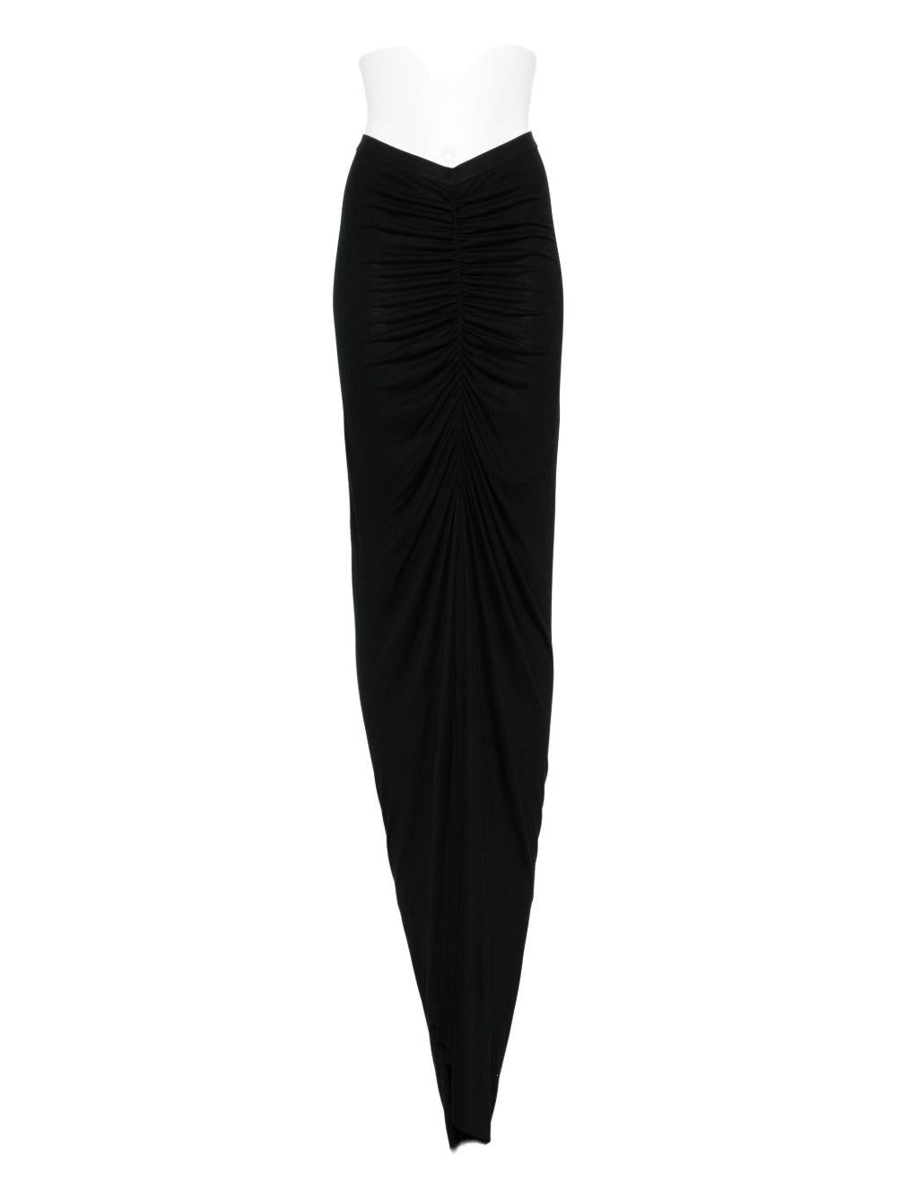 Gonna midi con ruches in nero Rick Owens Lilies -  donna 