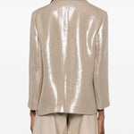 Blazer doppiopetto in lino metallizzato in beige Brunello cucinelli - donna 