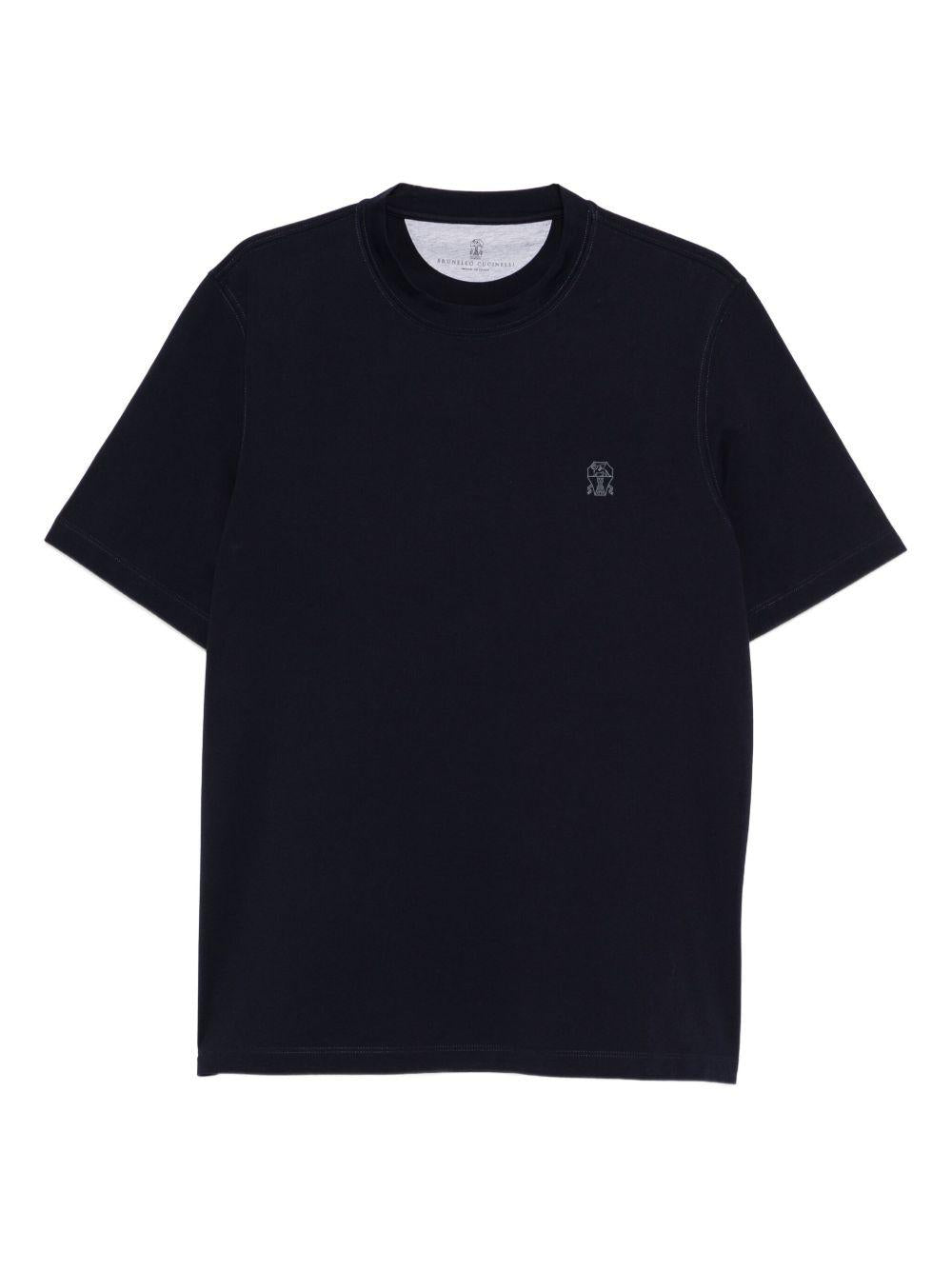 T-shirt a maniche corte in blu Brunello Cucinelli - uomo 