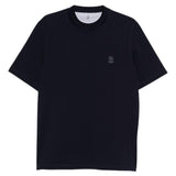 T-shirt a maniche corte in blu Brunello Cucinelli - uomo 