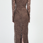 Abito in pizzo con colletto in marrone Rowen Rose - donna 