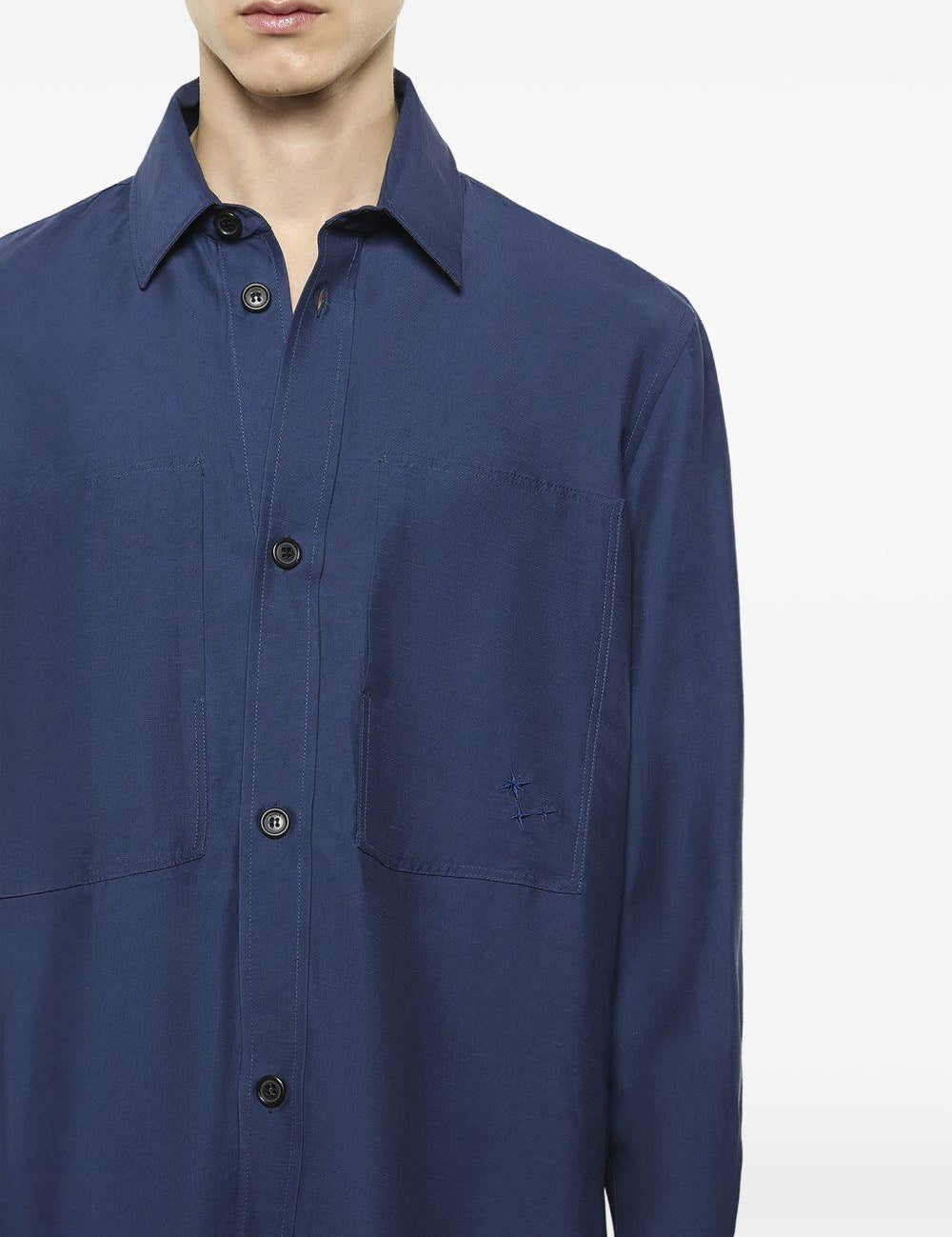 Giacca-camicia con tasche in blu Laneus - uomo 