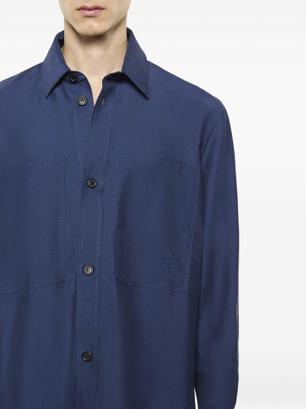 Giacca-camicia con tasche in blu Laneus - uomo 