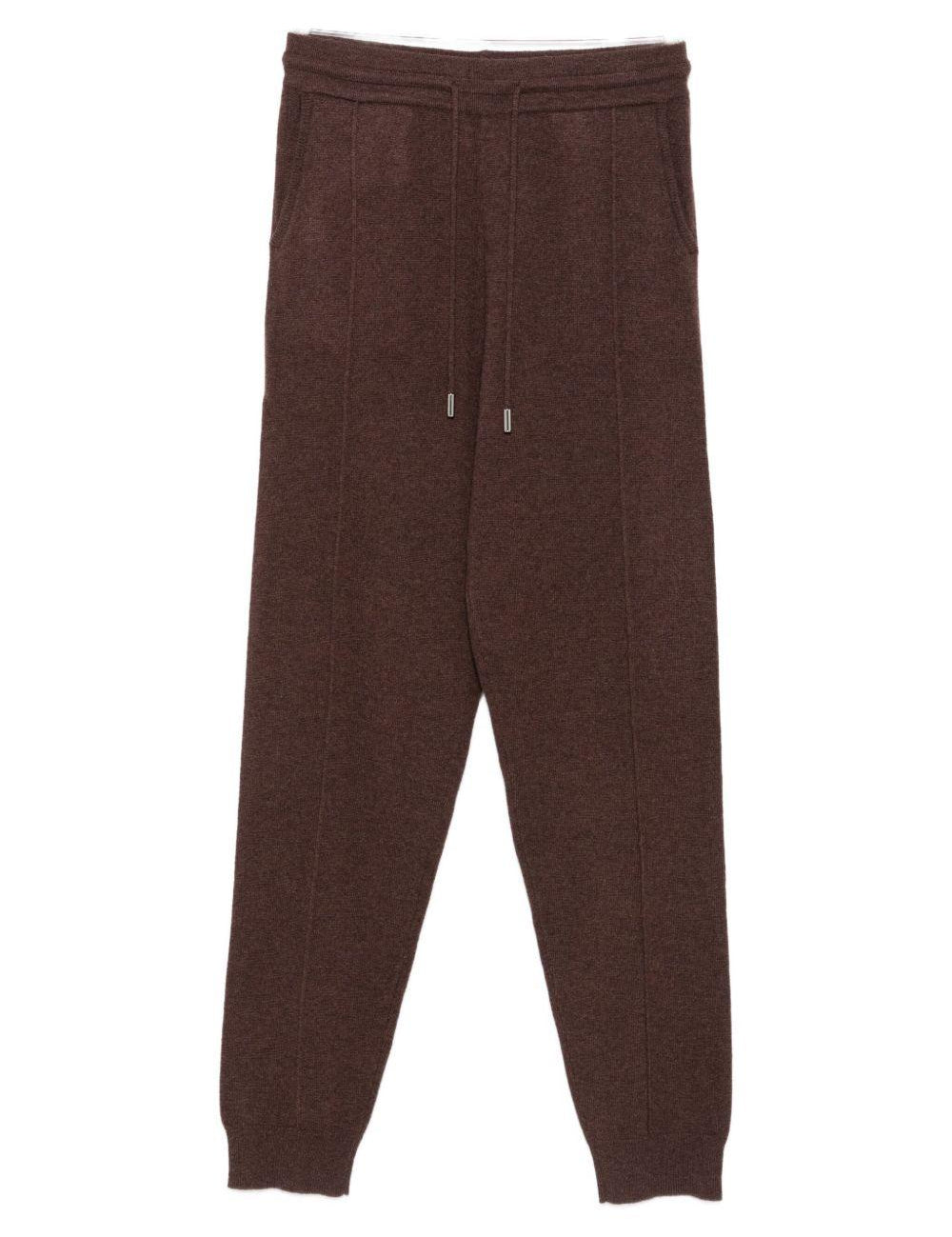 Pantaloni con coulisse in maglia in marrone Gotha - donna 
