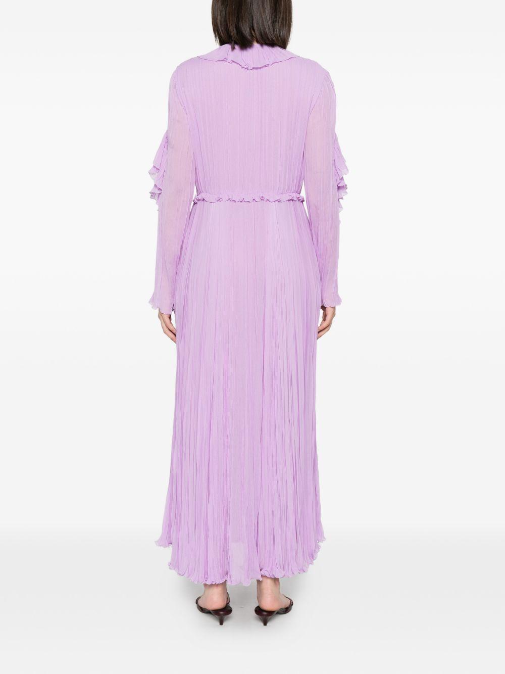Abito midi con ruches in lilla 