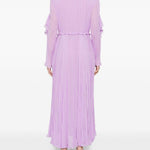 Abito midi con ruches in lilla 