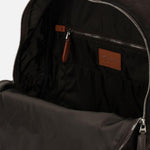 Zaino in pelle scamosciata con logo in marrone 