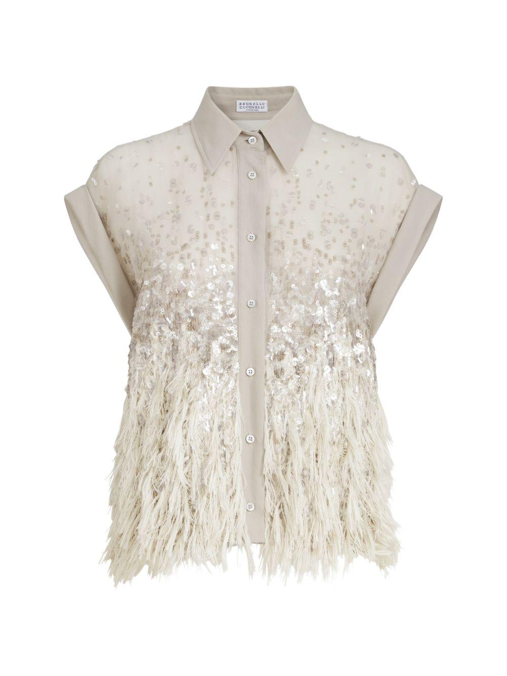 Camicia con frange in beige Brunello cucinelli - donna 