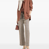Blazer in misto lino con cintura in marrone Brunello cucinelli - donna 