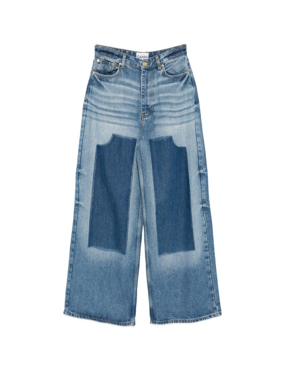 Jeans larghi a gamba larga in blu Ganni - donna 