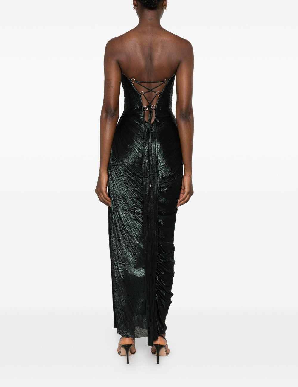 Abito maxi plisse amisha in verde scuro Maria lucia hohan - donna 