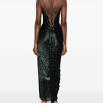 Abito maxi plisse amisha in verde scuro Maria lucia hohan - donna 