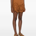Shorts dune in broderie-anglaise con cintura in marrone Charo ruiz ibiza 1989 - donna 