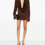 Miniabito drappeggiato a maniche lunghe Lilia in marrone The andamane - donna 