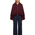 Felpa con cappuccio e zip bordeaux 