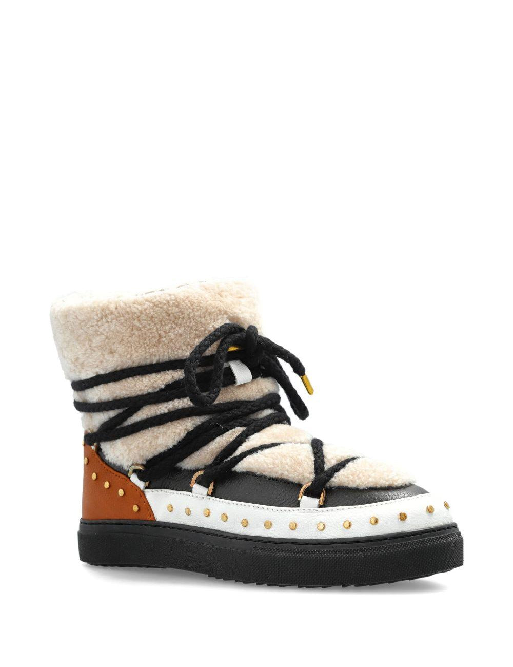 Stivali stringati con borchie in beige Inuikii - donna 