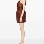 Abito corto con fiocco in marrone SHUSHU/TONG - donna 
