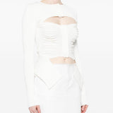 Top con dettagli cut-out in bianco - donna 
