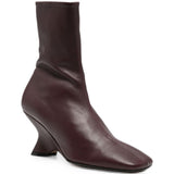 Stivaletti con tacco in pelle in bordeaux 