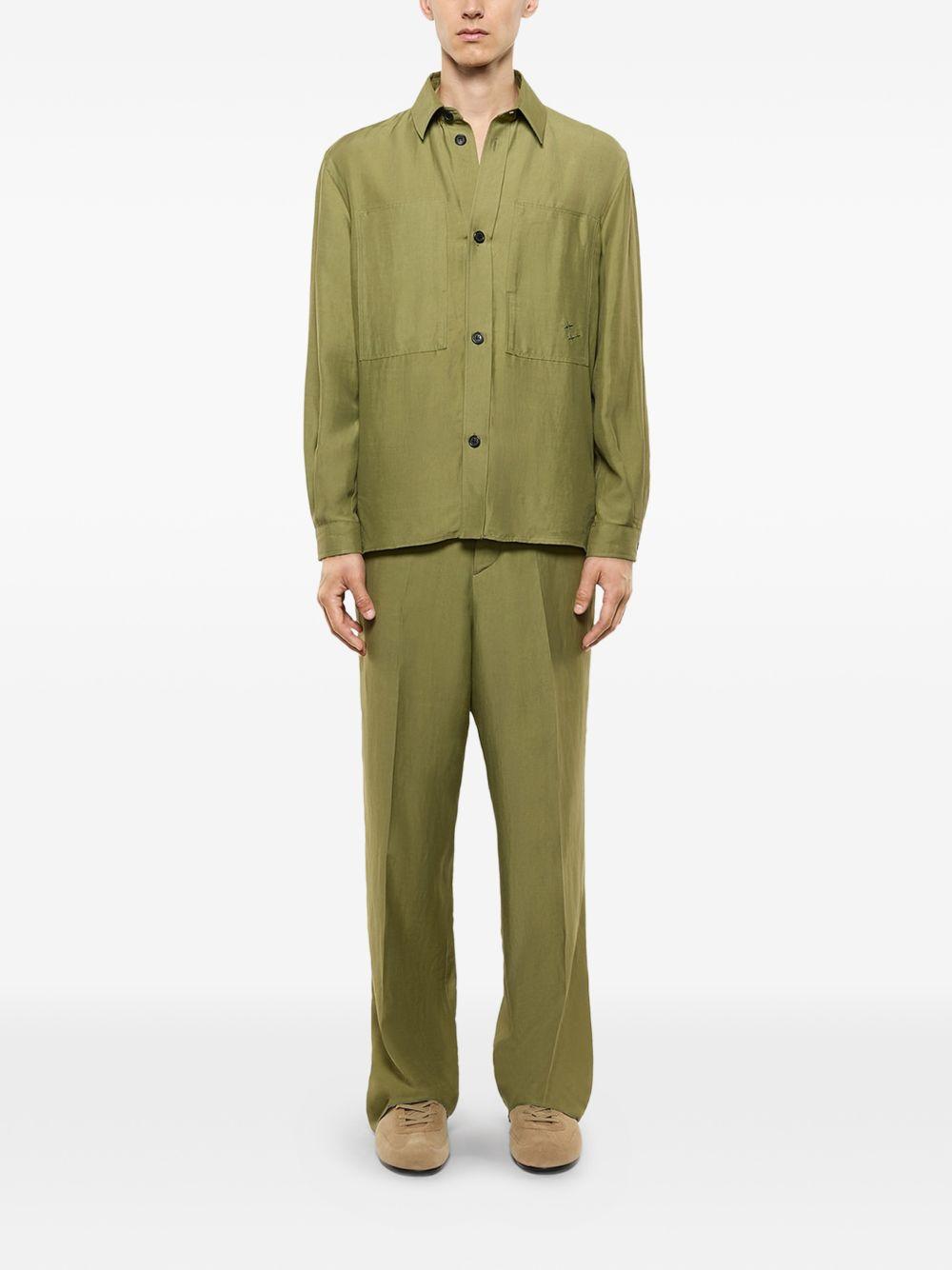 Giacca-camicia con ricamo in verde Laneus - uomo 