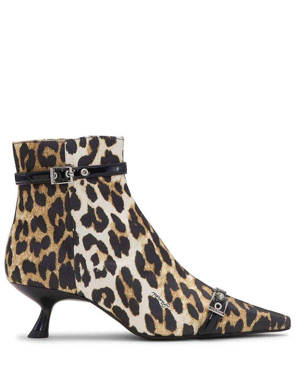 Stivaletti con stampa leopardata in marrone Ganni - donna 