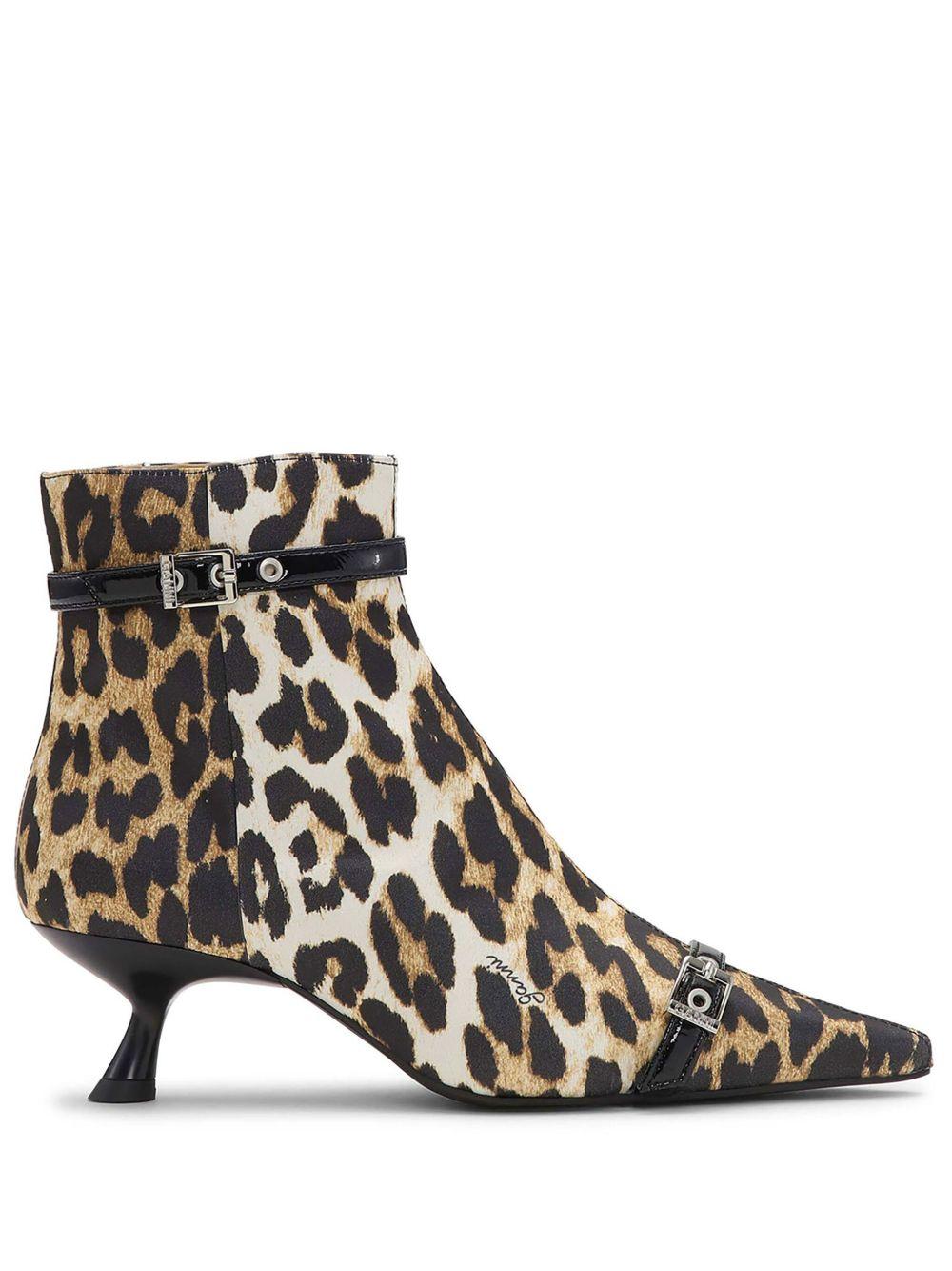 Stivaletti con stampa leopardata in marrone Ganni - donna 