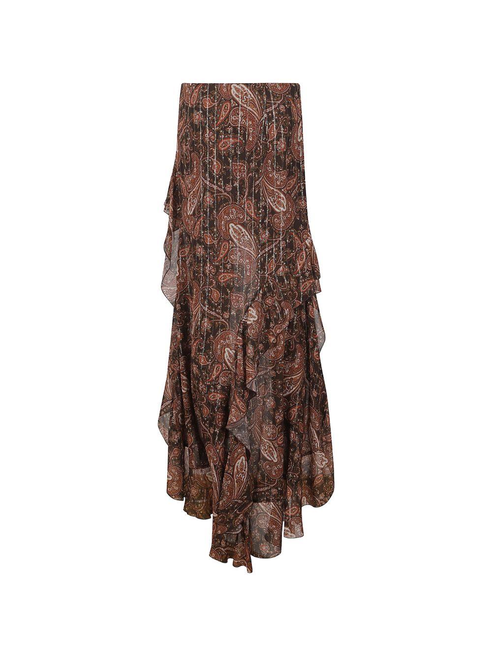 Gonna lunga con ruches camelia multicolore The andamane - donna 