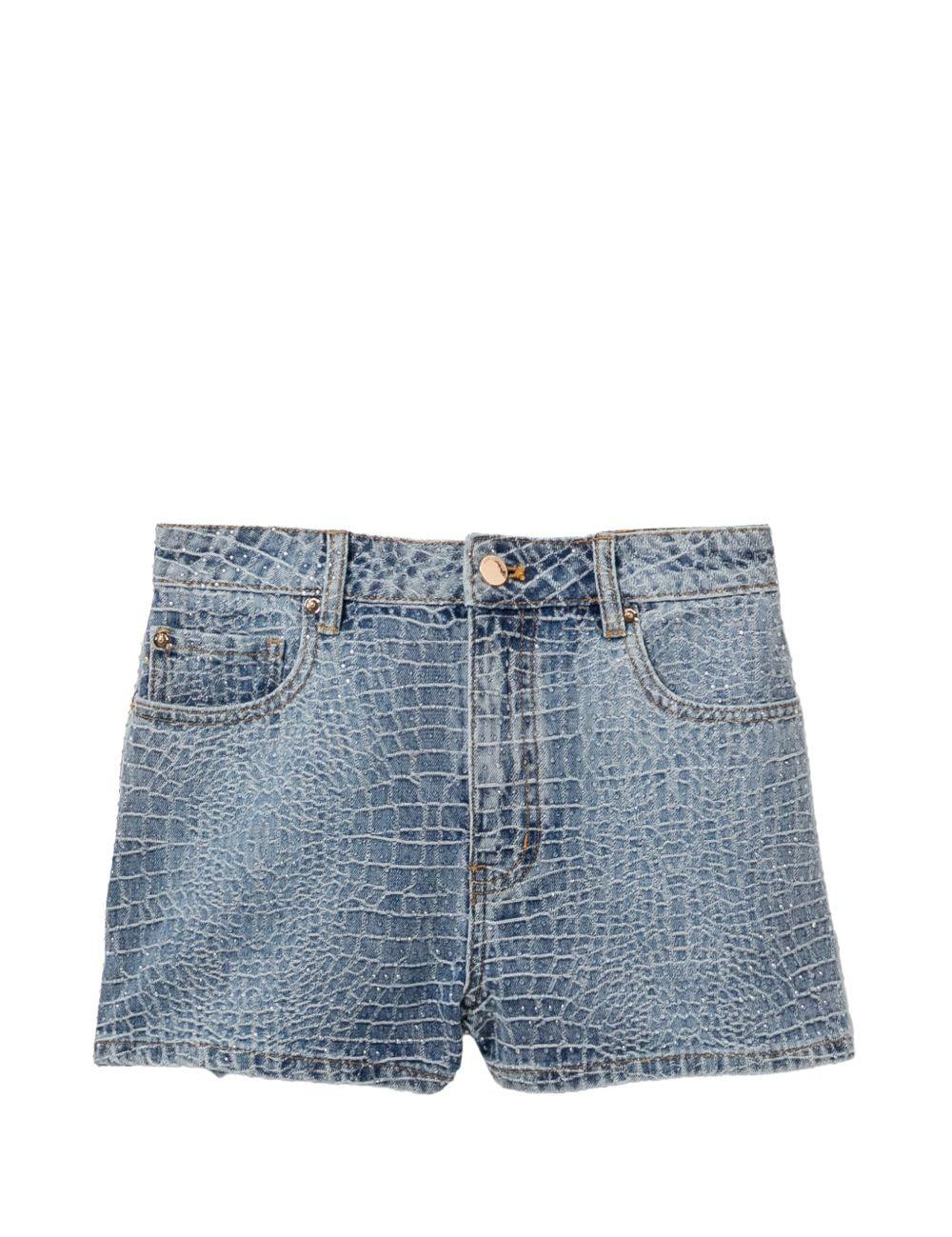 Shorts denim con strass in blu Self-portrait - donna 
