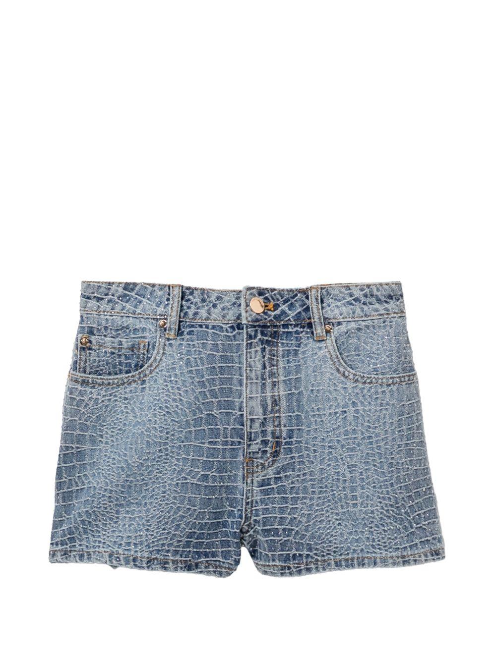 Shorts denim con strass in blu Self-portrait - donna 