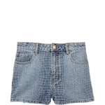 Shorts denim con strass in blu Self-portrait - donna 
