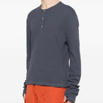 T-shirt Lis Henley Classic a maniche lunghe in blu Carrer - uomo 