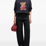 Felpa con stampa teddy in nero Ganni - donna 