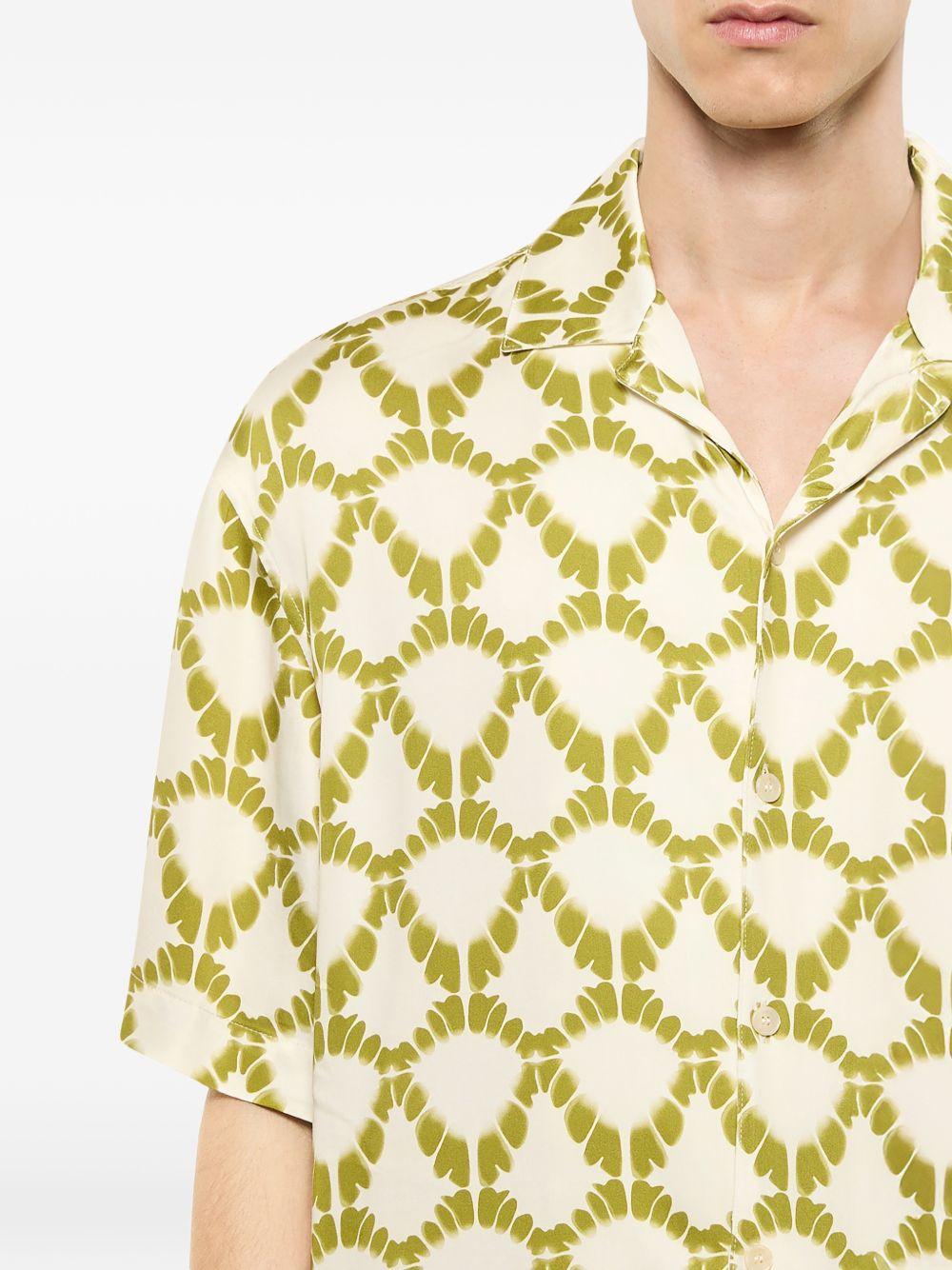 Camicia a fantasia in beige e verde Laneus - uomo 