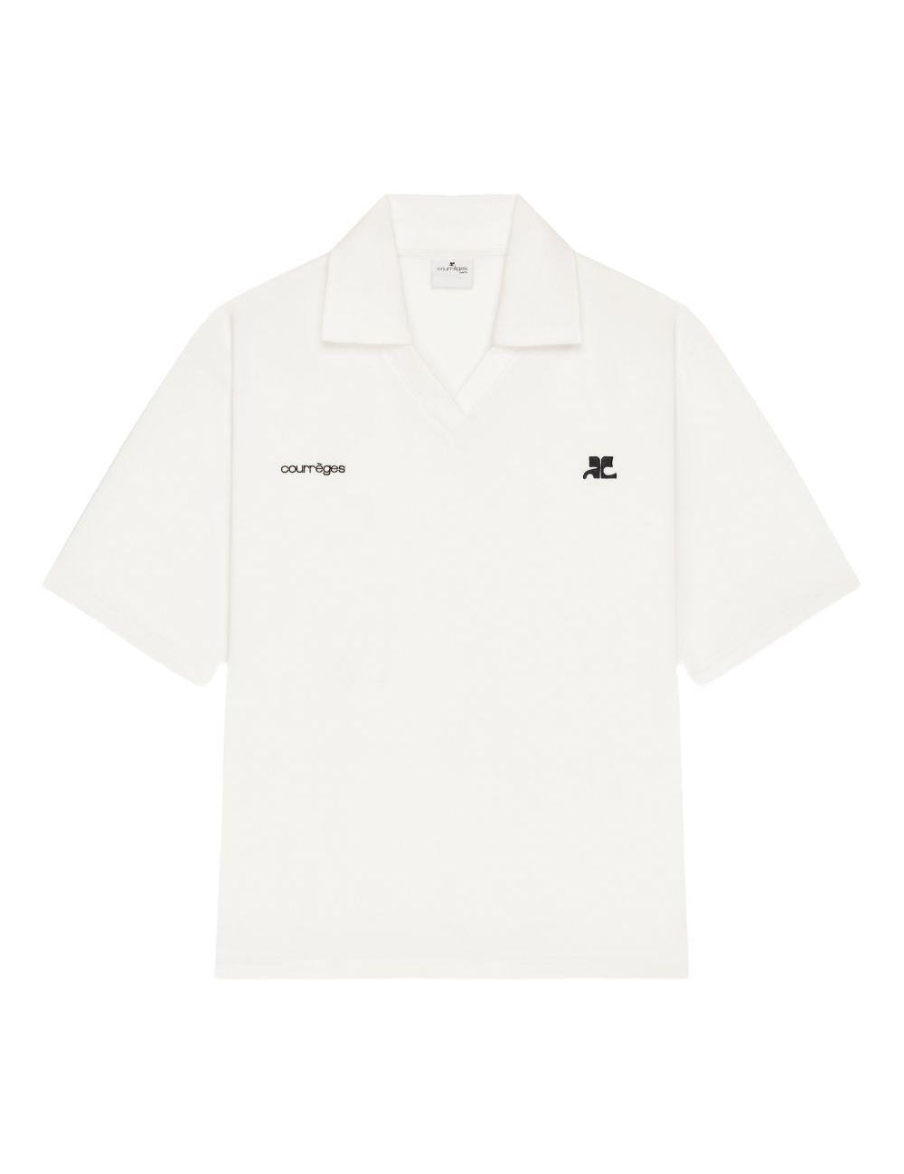 Polo con logo in bianco Courrèges - donna 