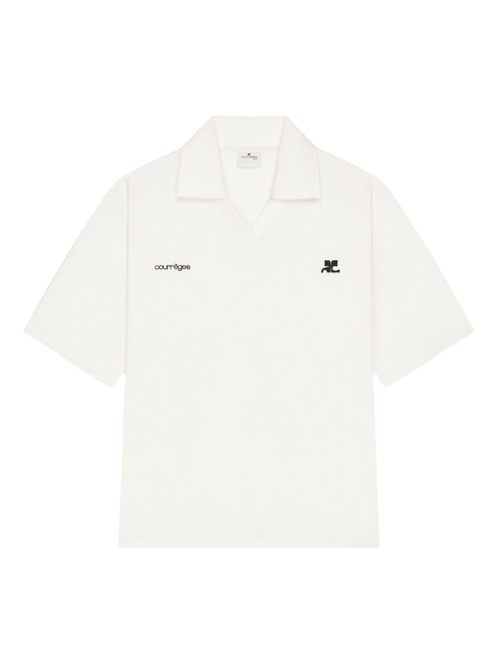 Polo con logo in bianco Courrèges - donna 