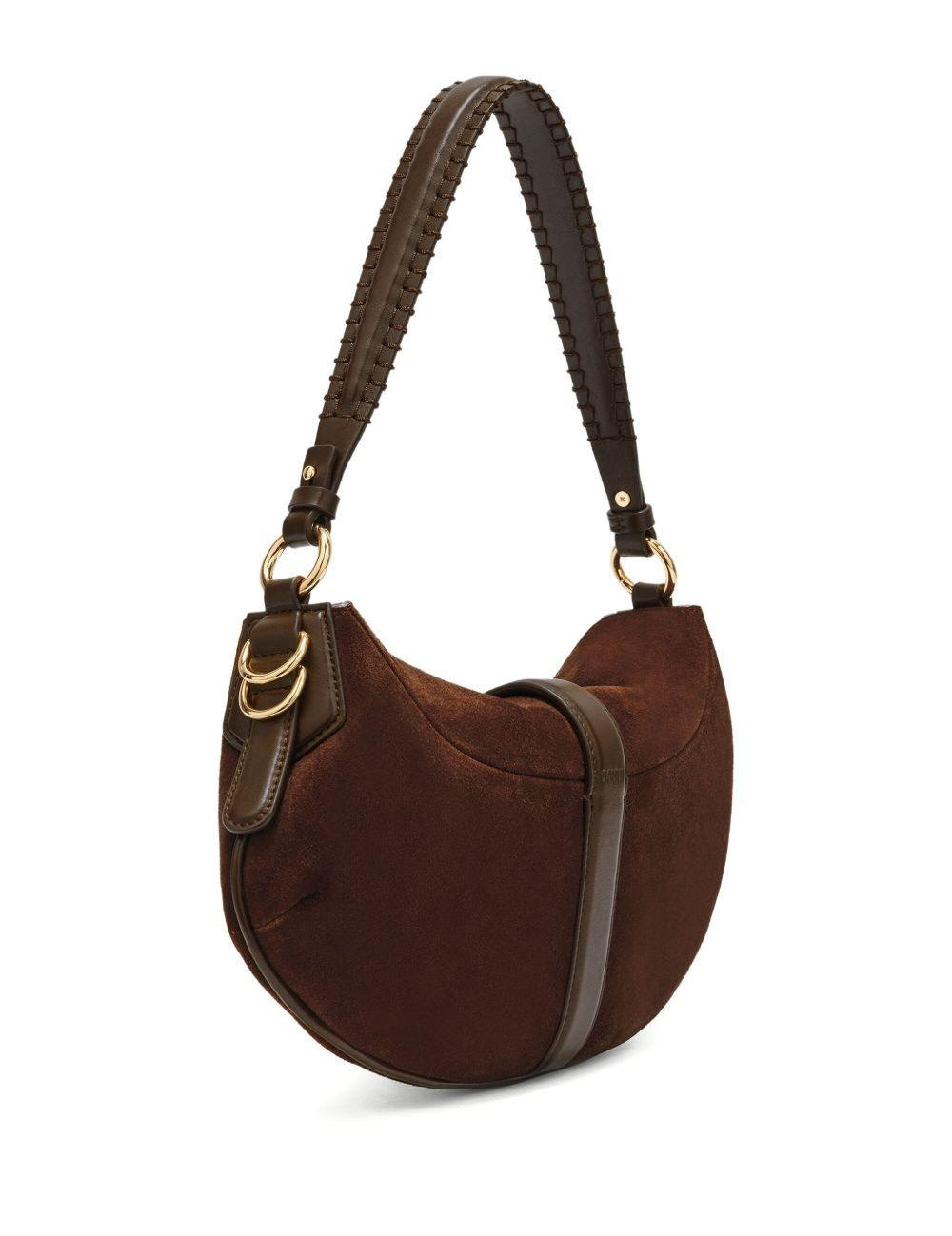 Borsa a spalla Kat Baguette in suede marrone Ganni - donna 