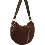 Borsa a spalla Kat Baguette in suede marrone Ganni - donna 