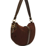 Borsa a spalla Kat Baguette in suede marrone Ganni - donna 