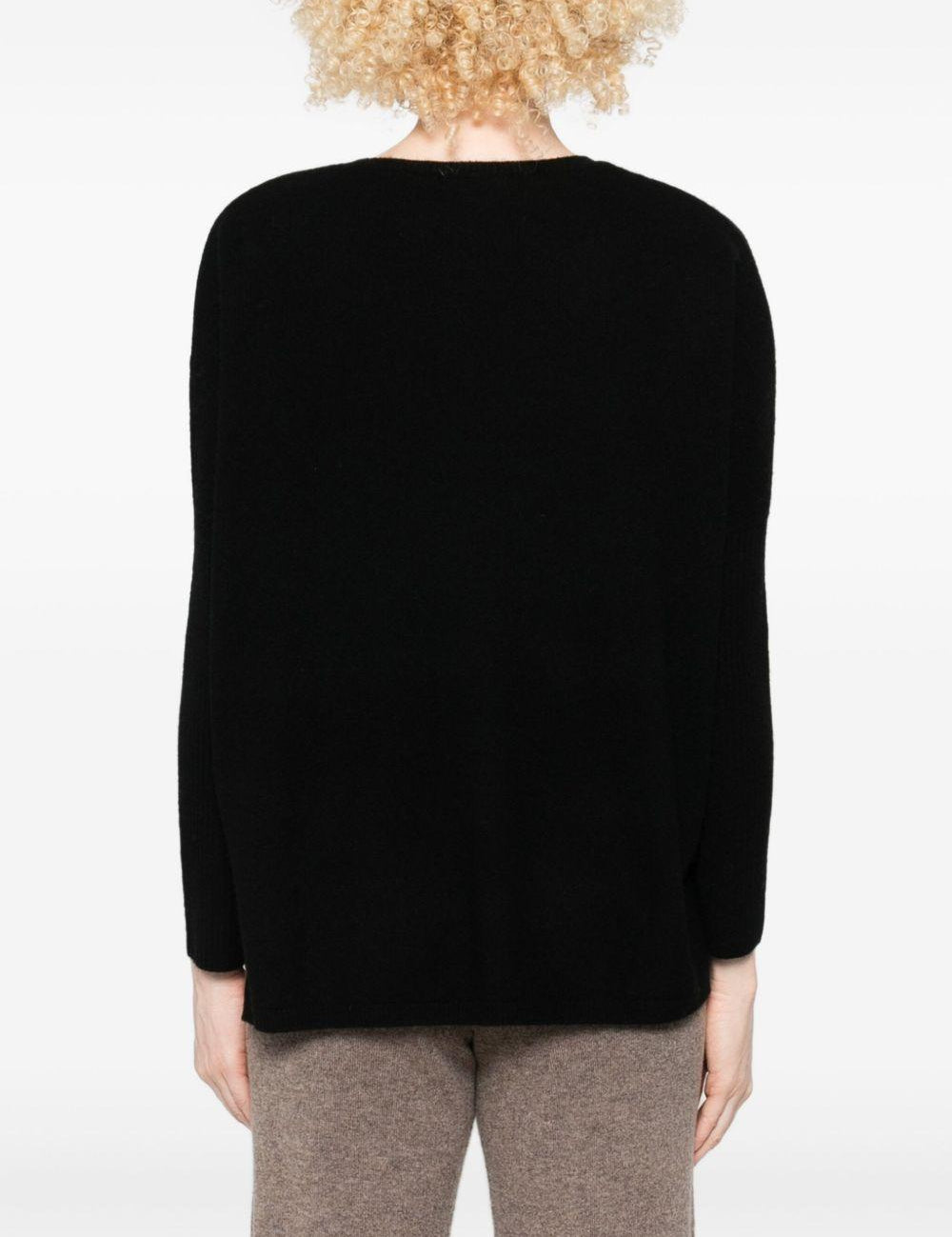 Maglione con scollo a V in nero Gotha - donna 