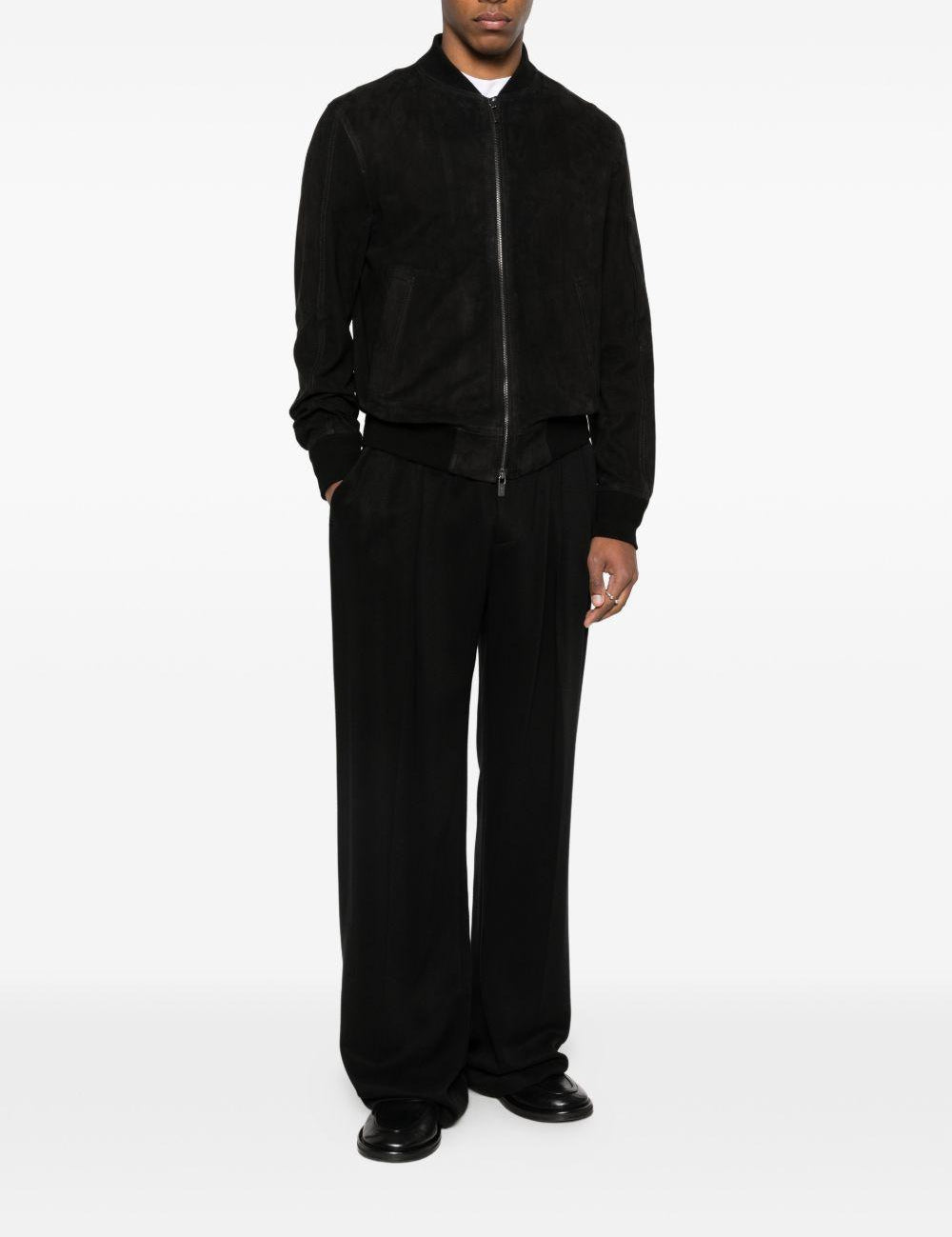 Bomber in pelle scamosciata in nero Salvatore santoro - uomo 