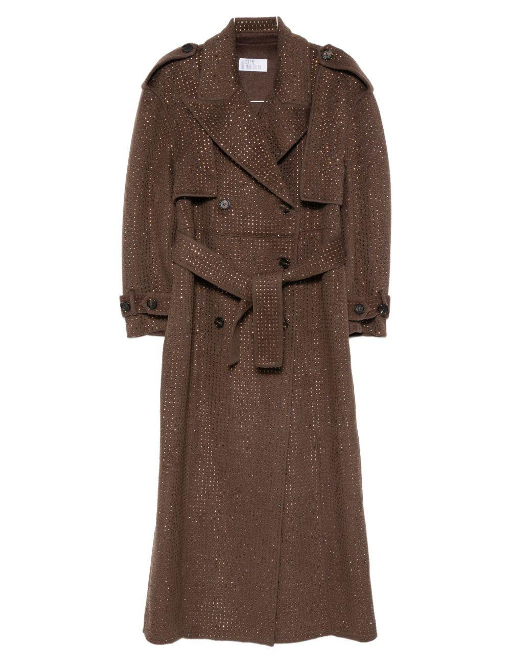 Trench doppiopetto con decorazione in marrone Giuseppe Di Morabito - donna 