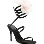 Sandali con applicazioni a fiore in nero - donna 