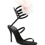 Sandali con applicazioni a fiore in nero - donna 