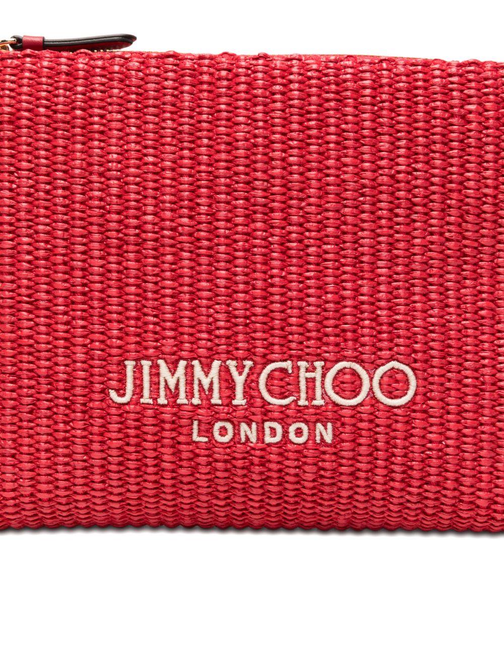 Clutch con logo stampato in rafia in rosso Jimmy choo - donna 