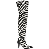 Stivali con stampa zebra in bianco e nero Khaite - donna 